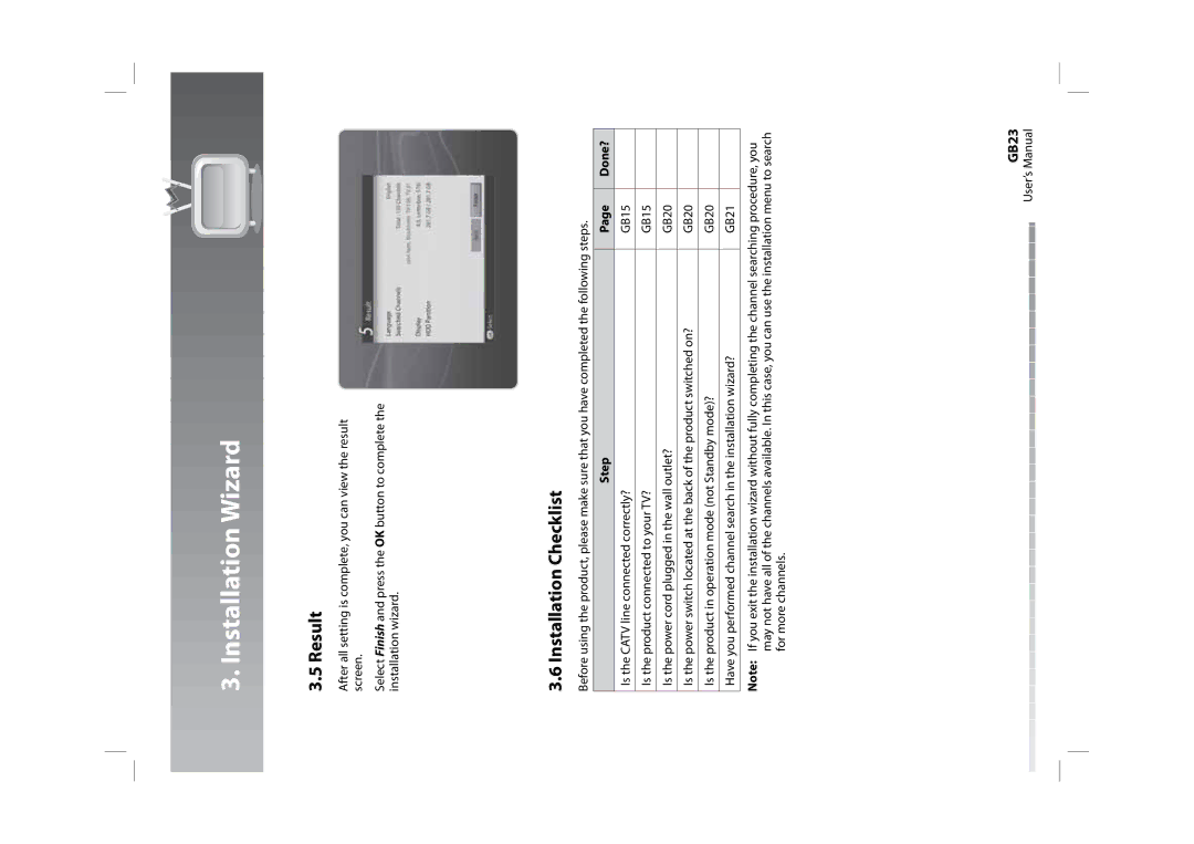 Humax HDPVR-1000C manual Result, Installation Checklist, GB23, Step Done? 