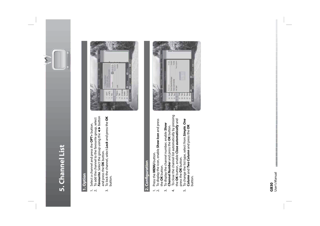 Humax HDPVR-1000C manual Option, Configuration, GB30 