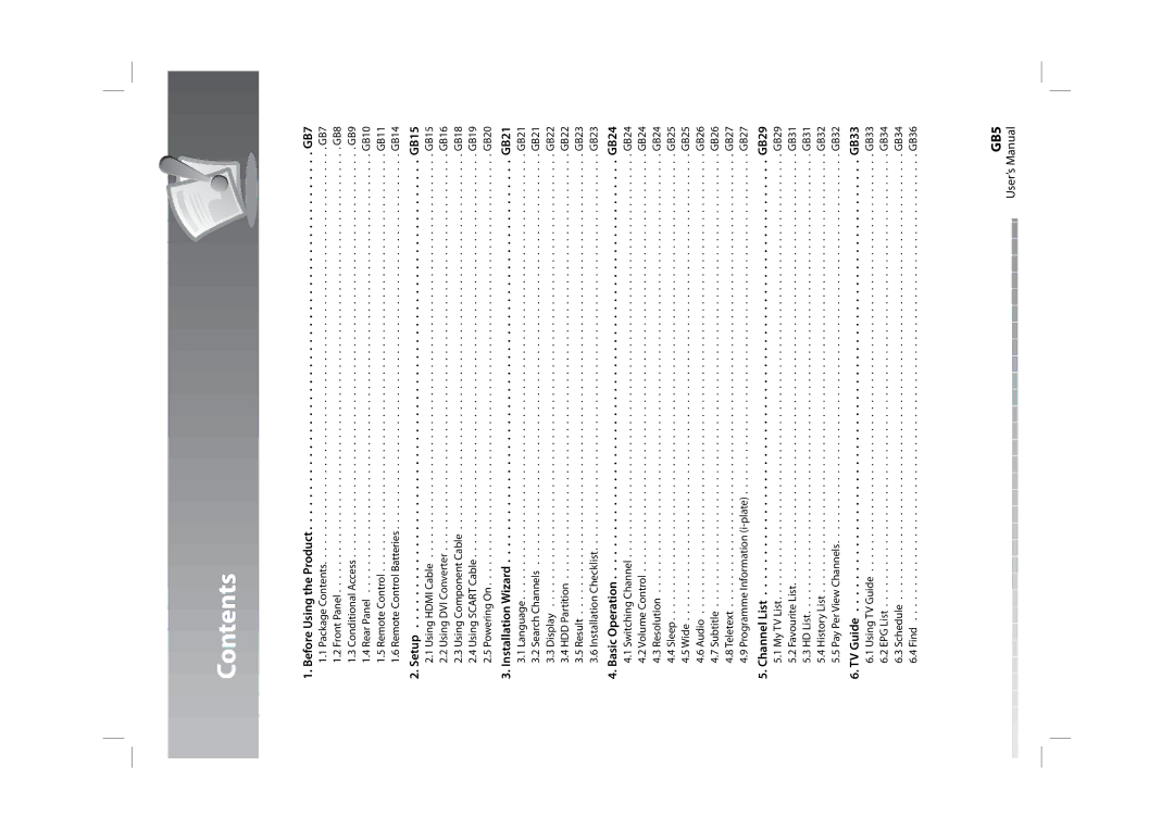 Humax HDPVR-1000C manual Contents 