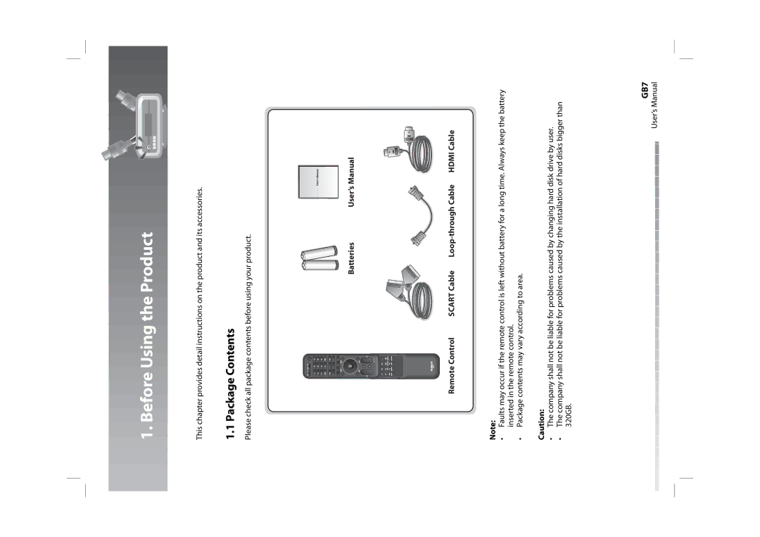 Humax HDPVR-1000C manual Before Using the Product, Package Contents 