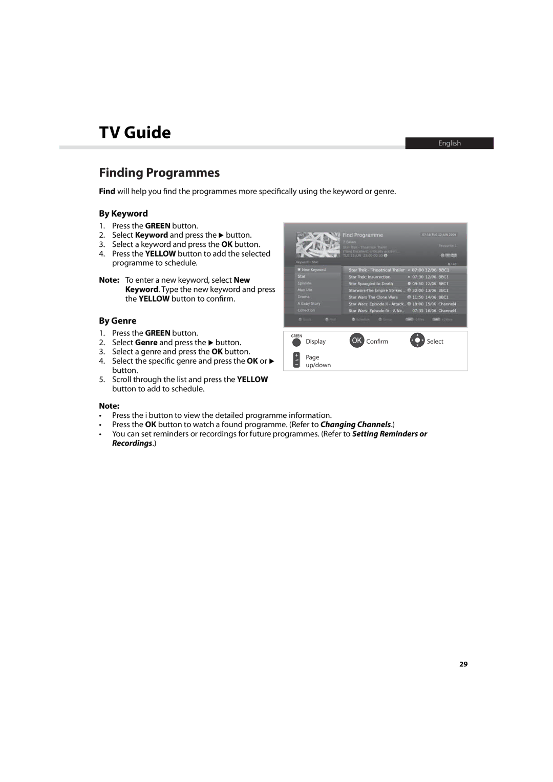 Humax HDR-7500T user manual Finding Programmes, By Keyword 