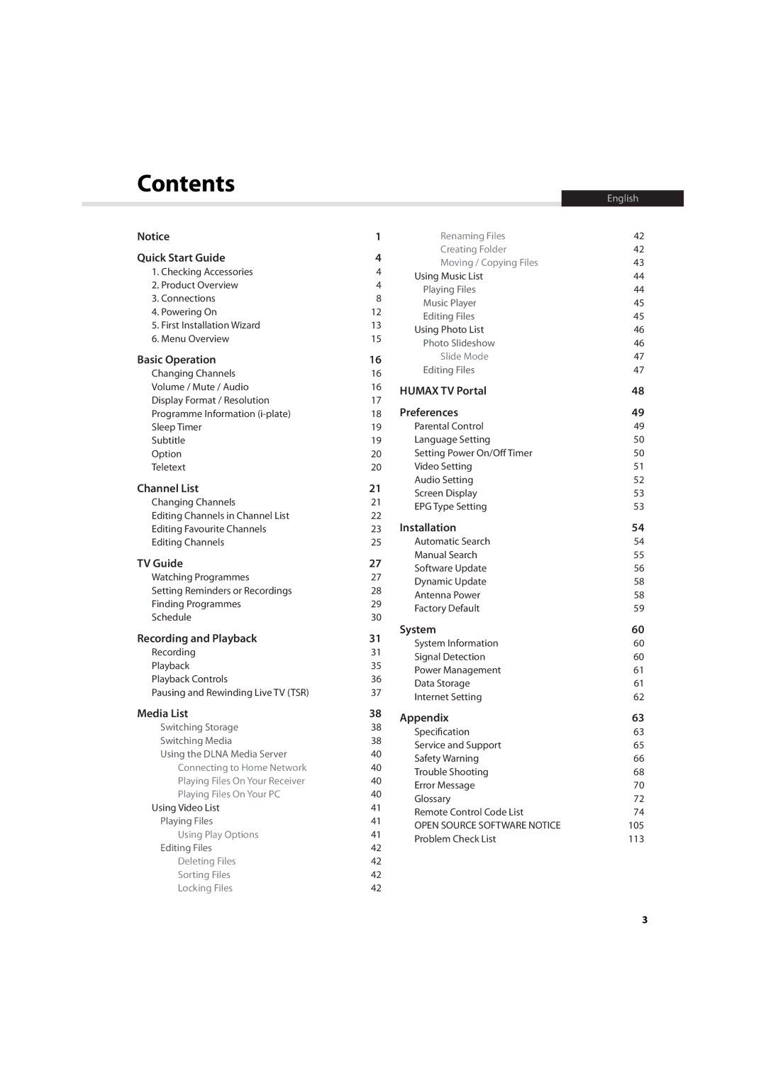 Humax HDR-7500T user manual Contents 