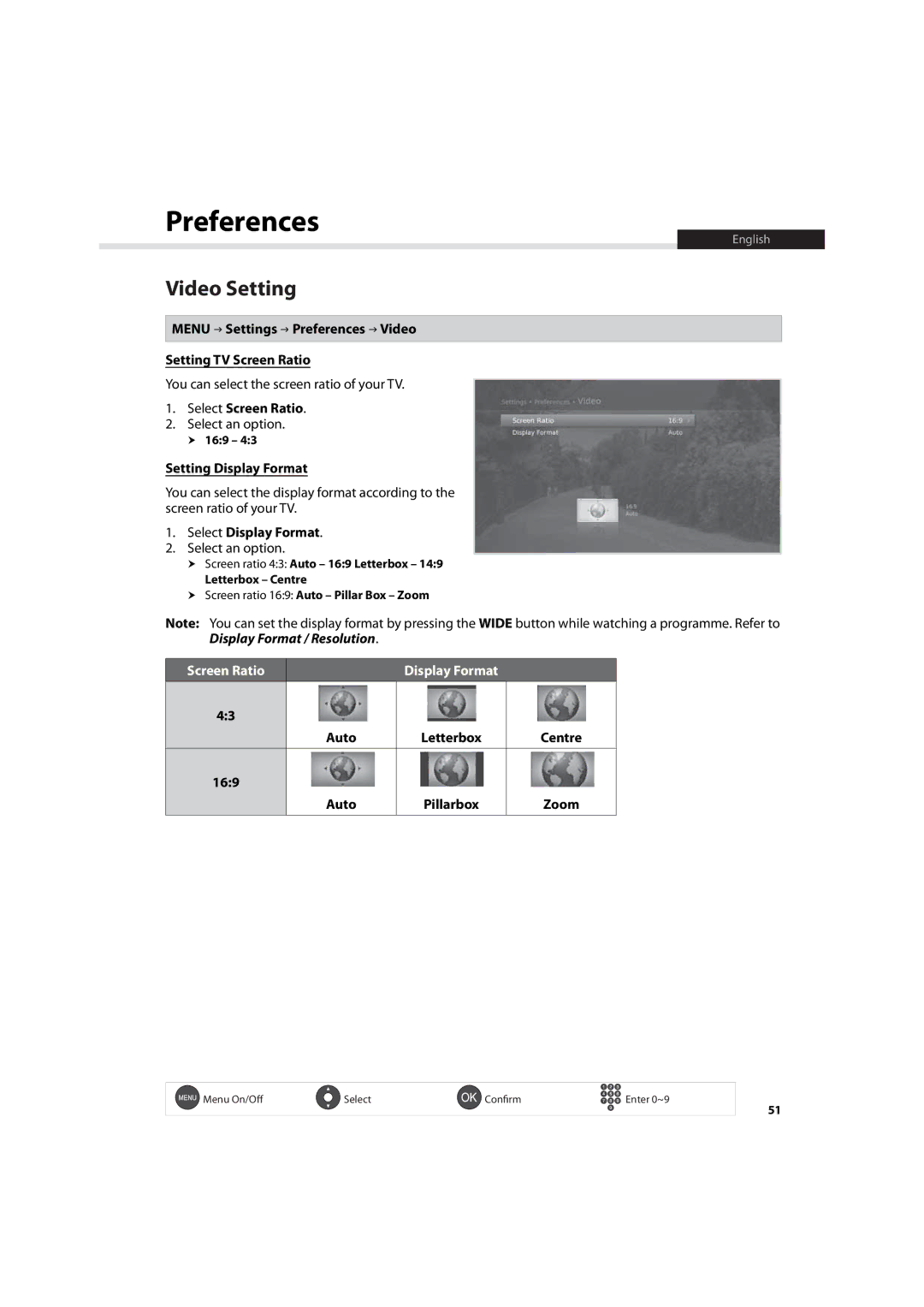 Humax HDR-7500T user manual Video Setting 