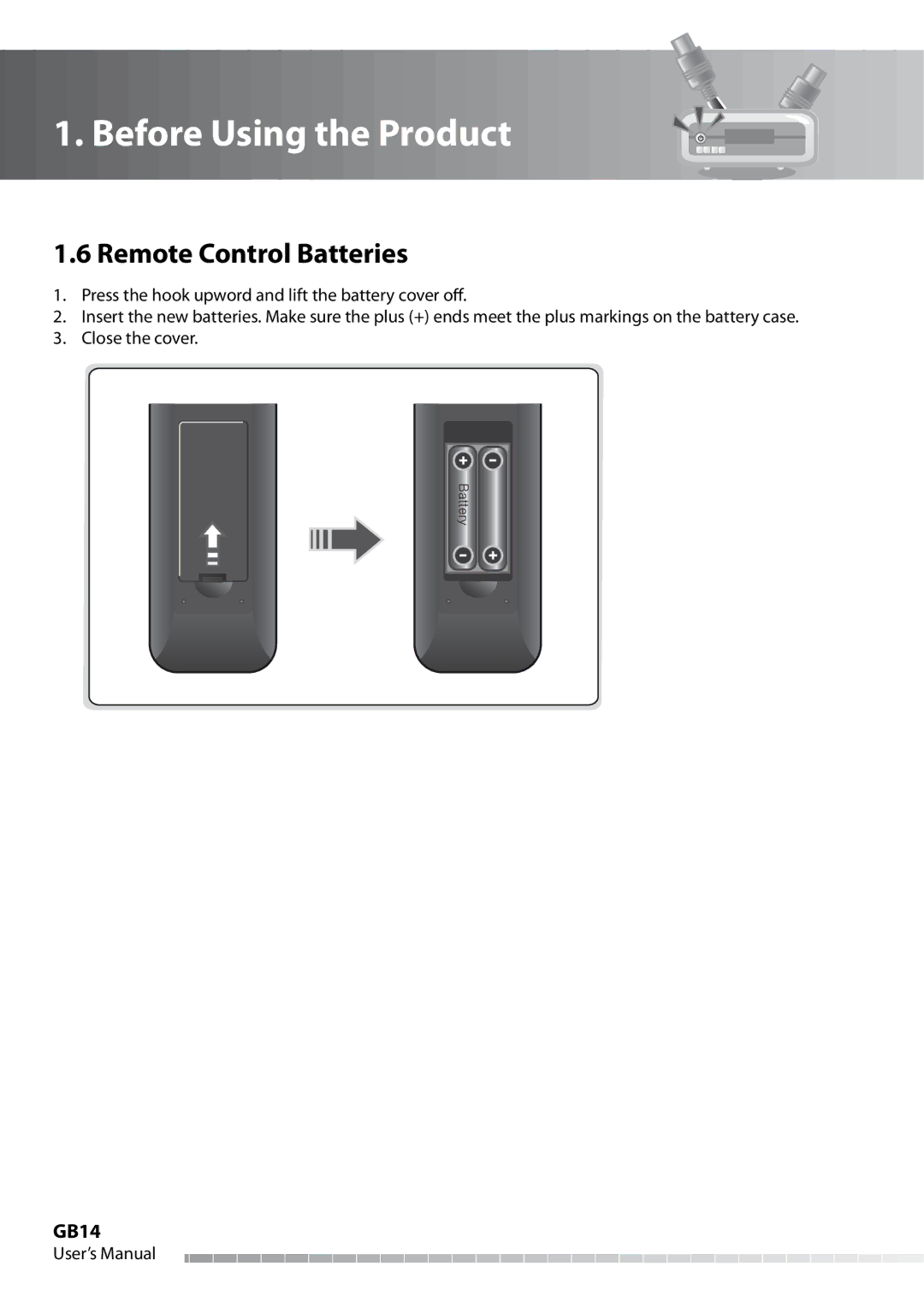 Humax IHDR-5050C user manual Remote Control Batteries, GB14 