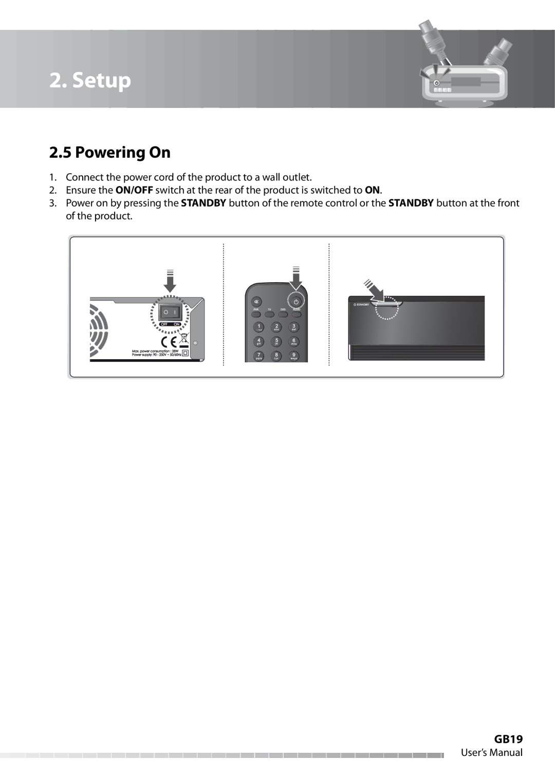 Humax IHDR-5050C user manual Powering On, GB19 