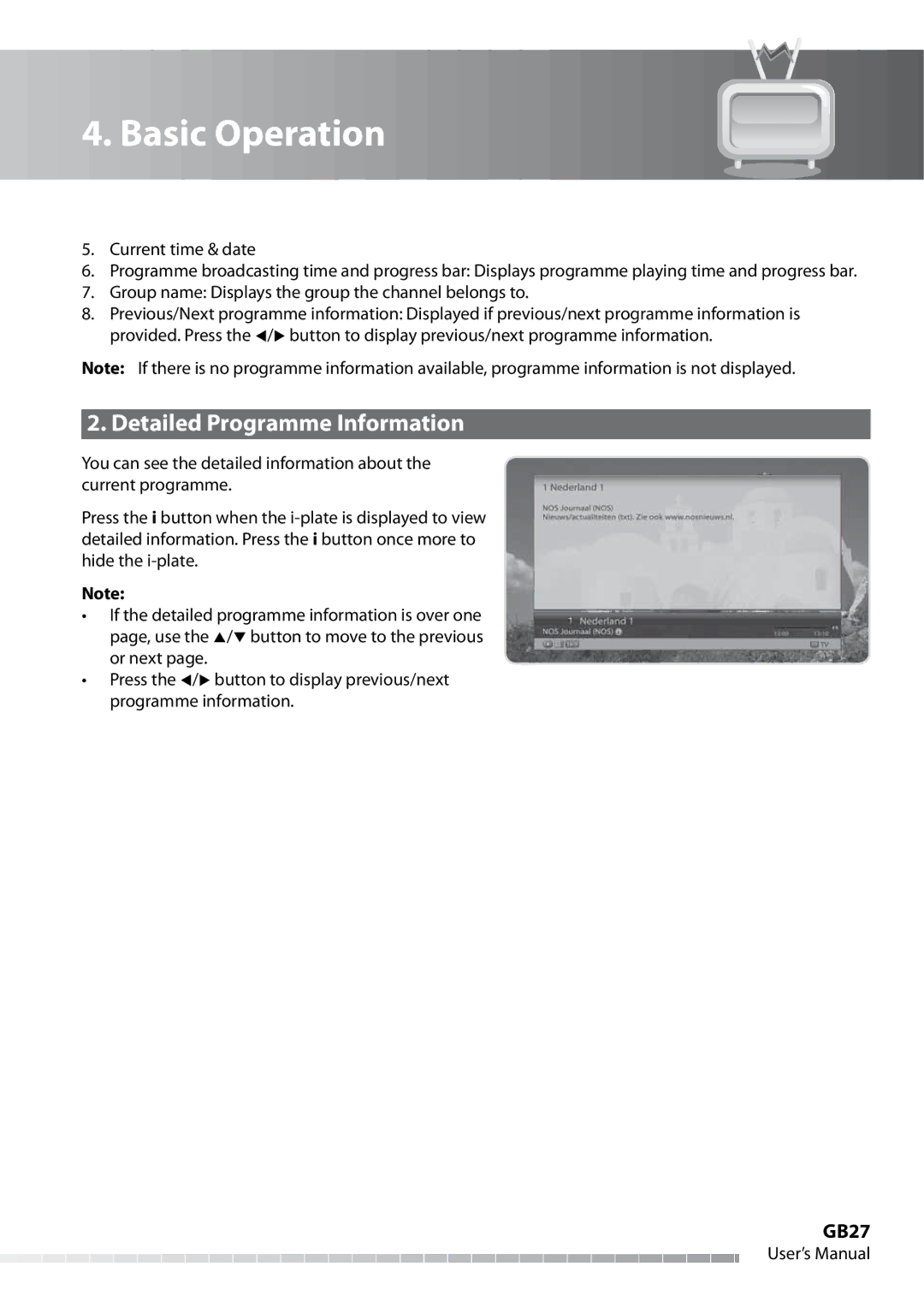 Humax IHDR-5050C user manual Detailed Programme Information, GB27 