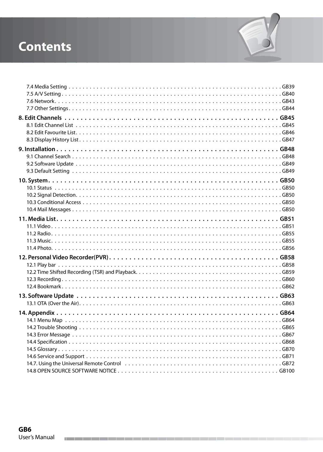 Humax IHDR-5050C user manual GB6 