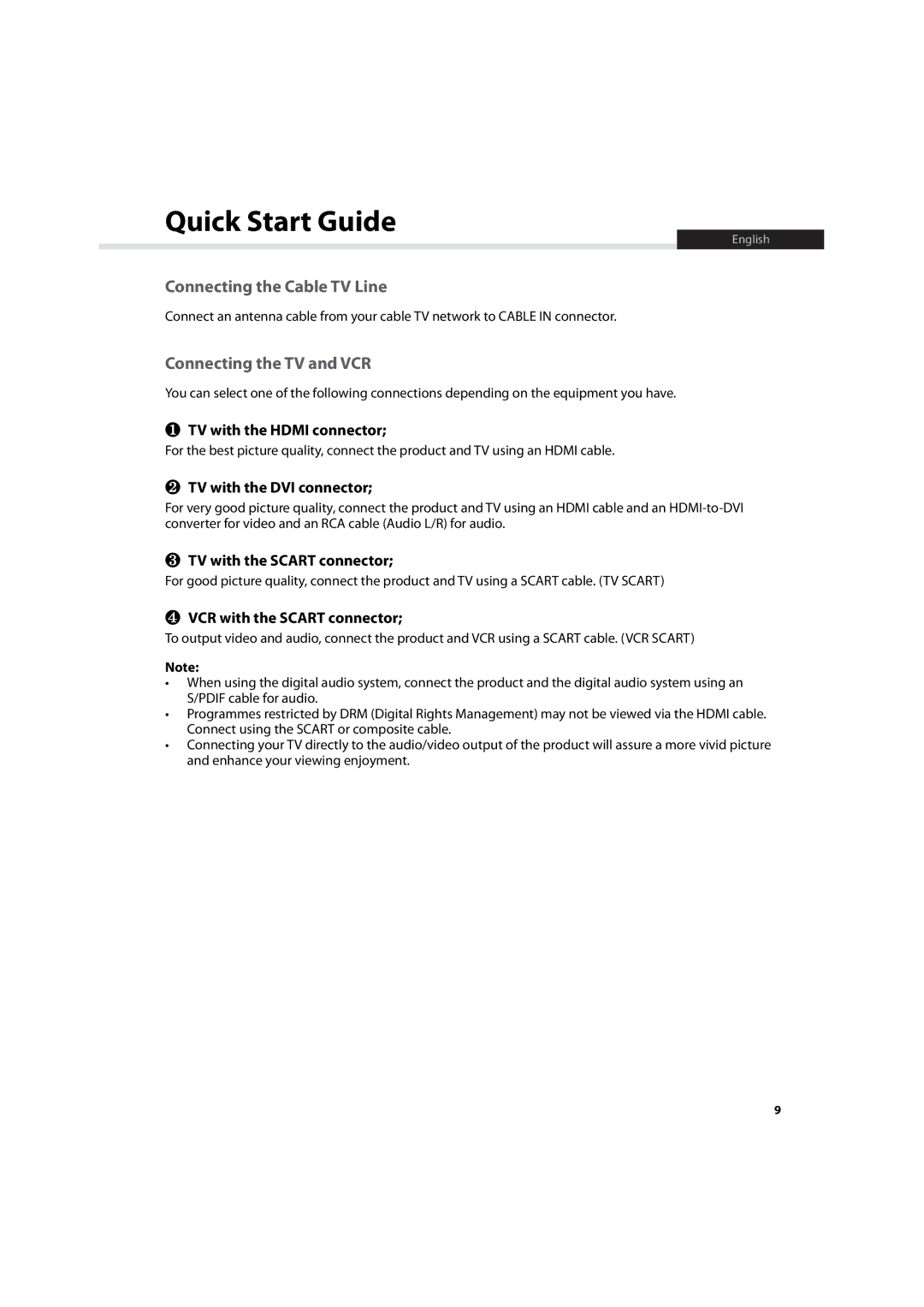 Humax IHDR-5200C user manual Connecting the Cable TV Line, Connecting the TV and VCR 