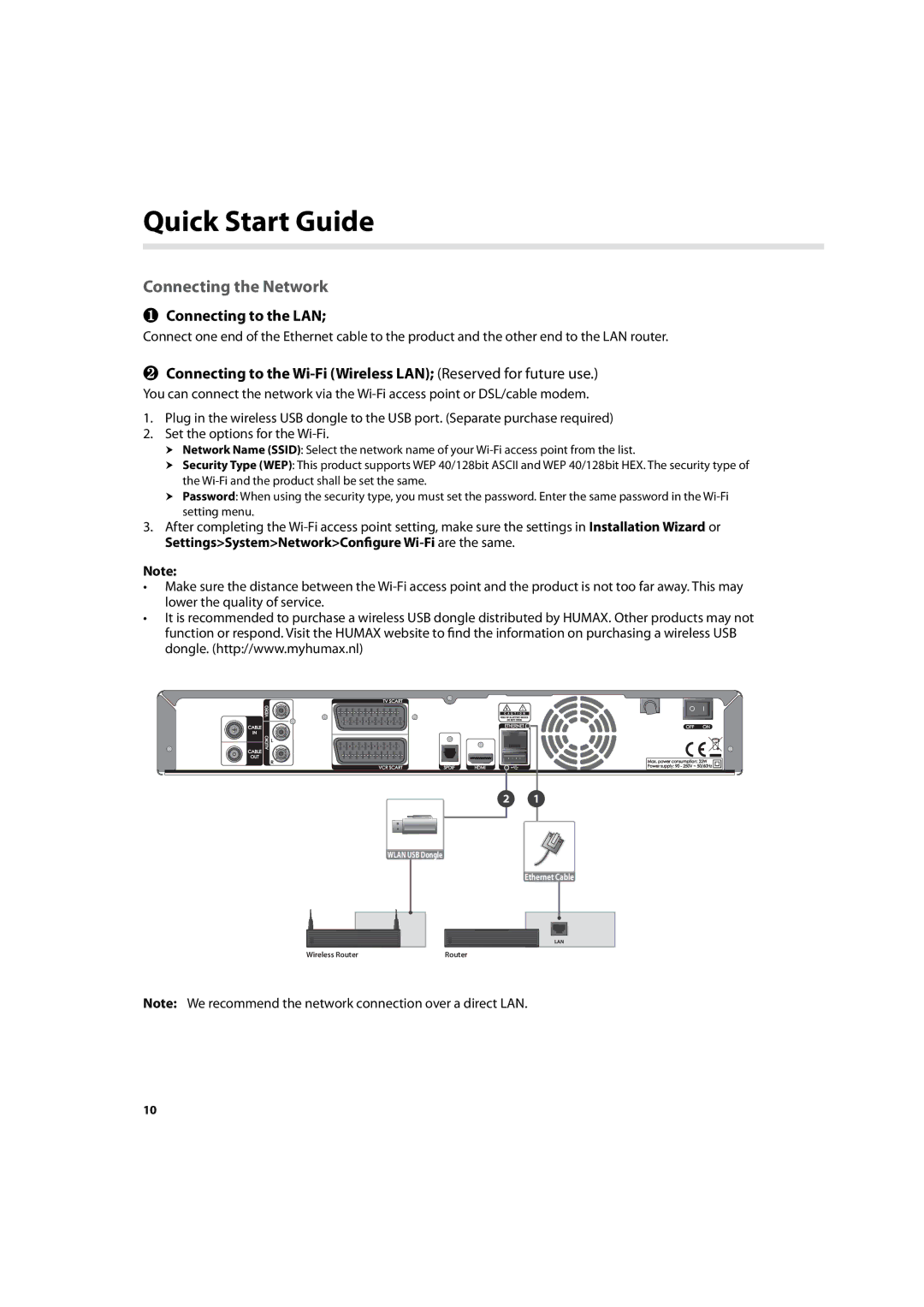 Humax IHDR-5200C user manual Connecting the Network 