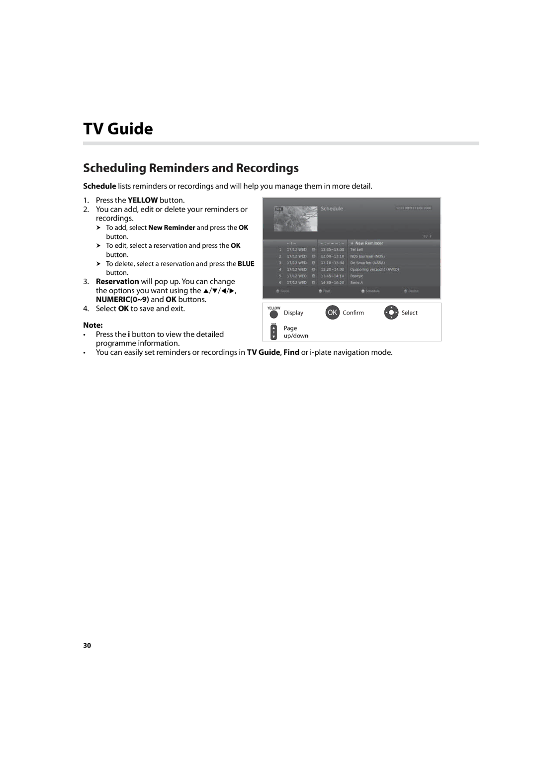 Humax IHDR-5200C user manual Scheduling Reminders and Recordings 