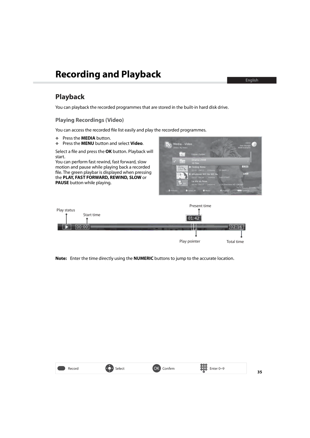 Humax IHDR-5200C user manual Playback, Playing Recordings Video 