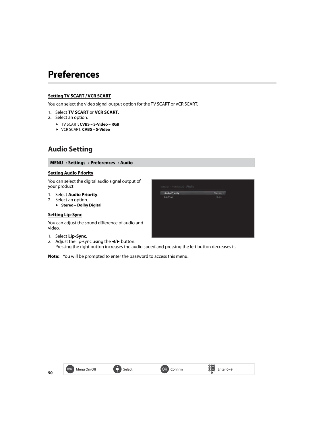 Humax IHDR-5200C user manual Audio Setting 