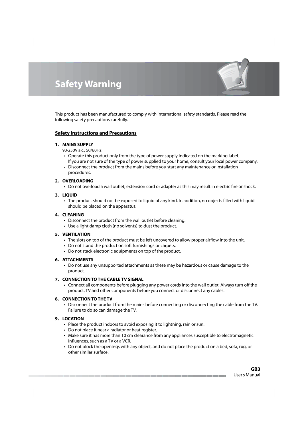 Humax iPVR-9200C manual Safety Warning, Safety Instructions and Precautions 