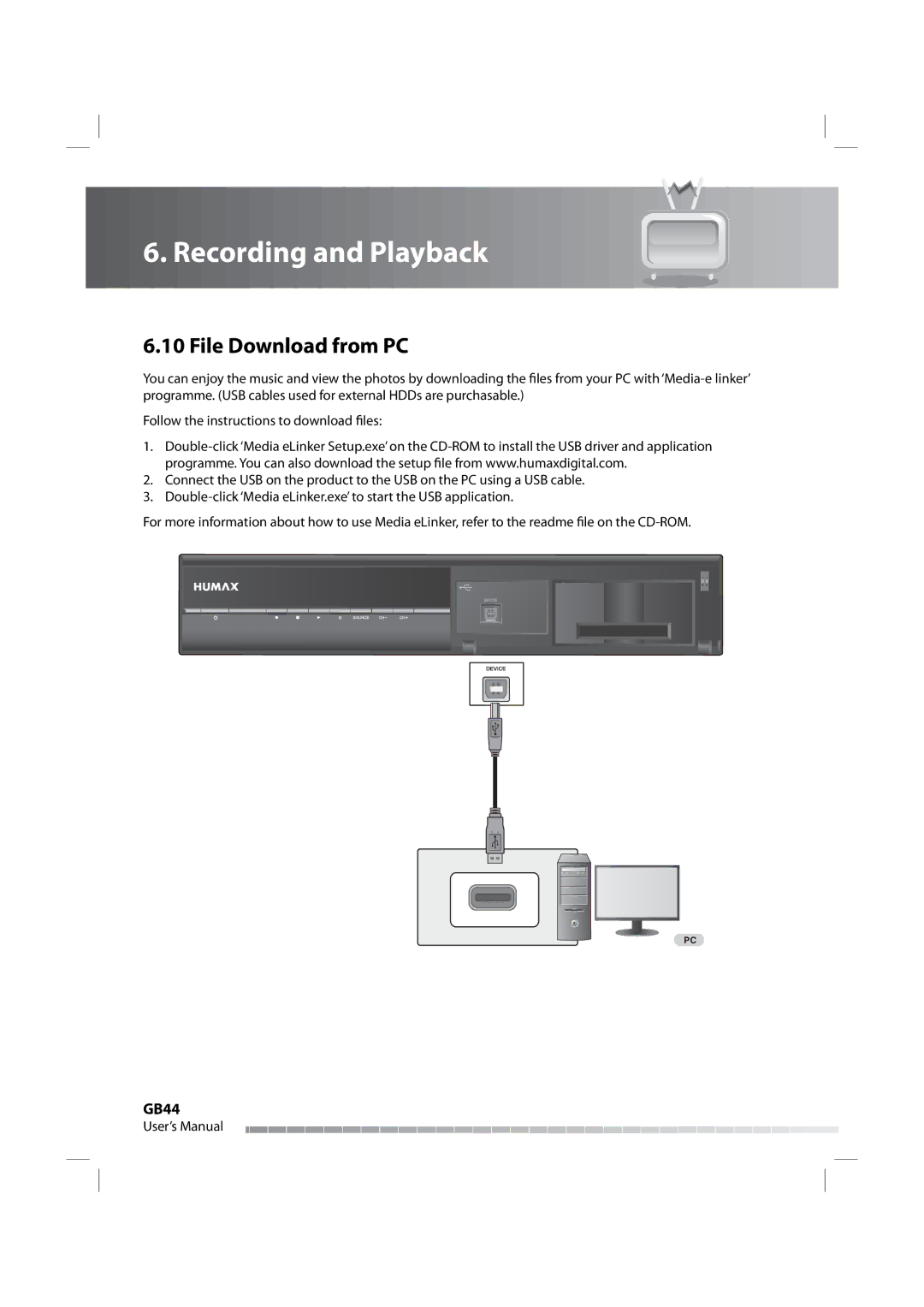 Humax iPVR-9200C manual File Download from PC, GB44 