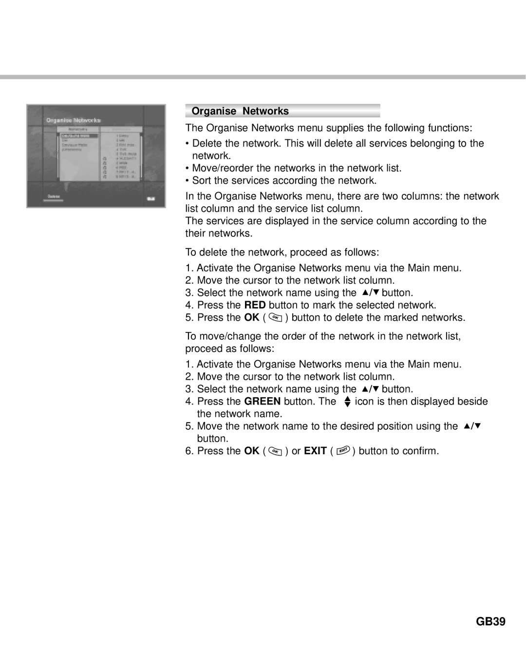 Humax IR-ACE M manual GB39, Organise Networks 