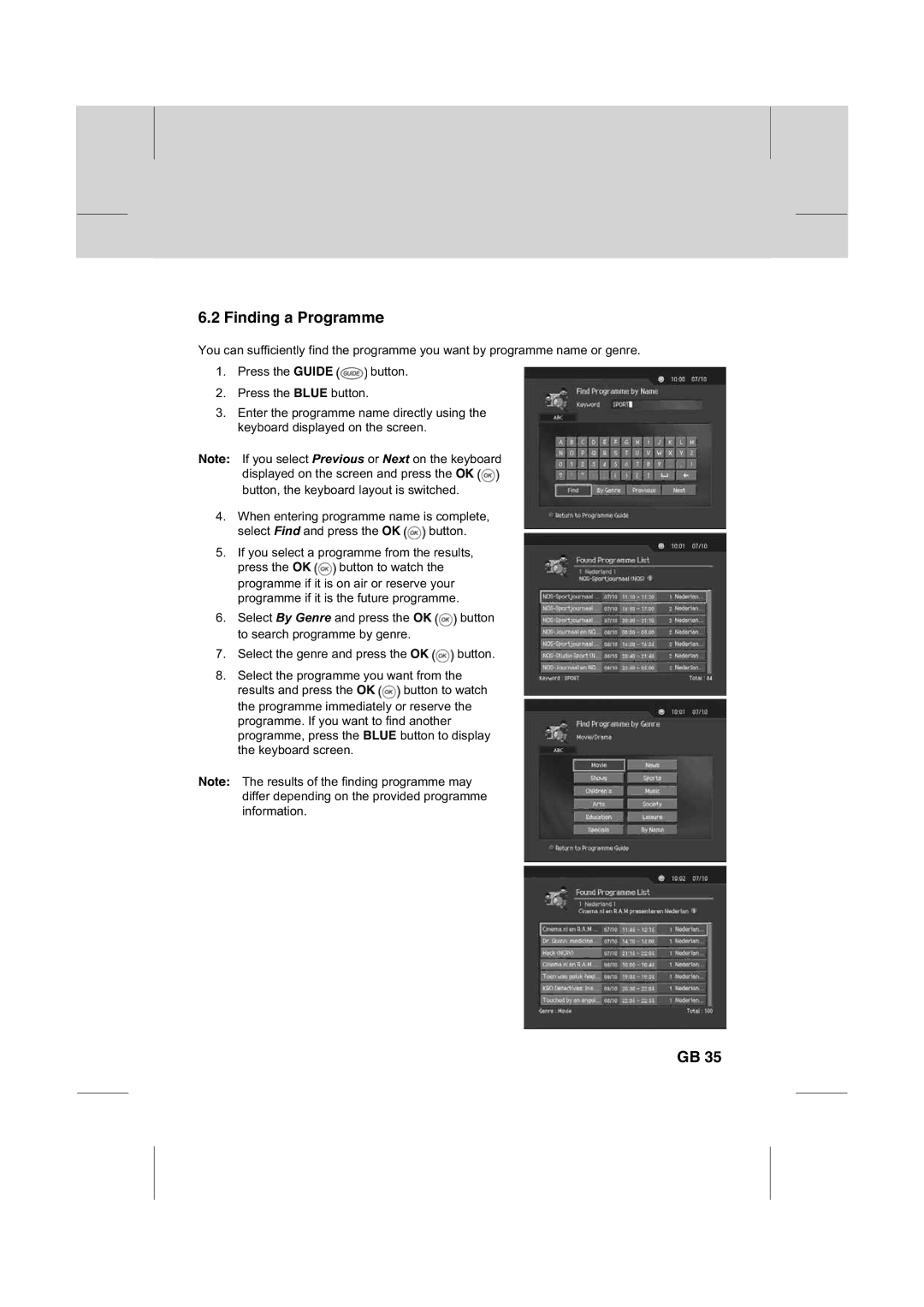 Humax IR-FOX C manual Finding a Programme 