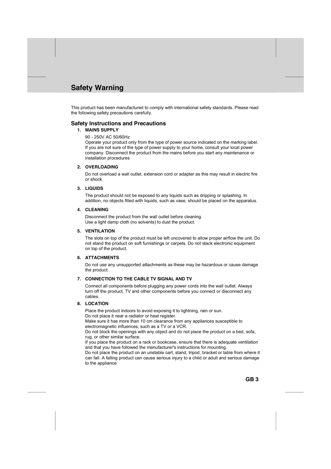 Humax IR-FOX C manual Safety Warning, Safety Instructions and Precautions 