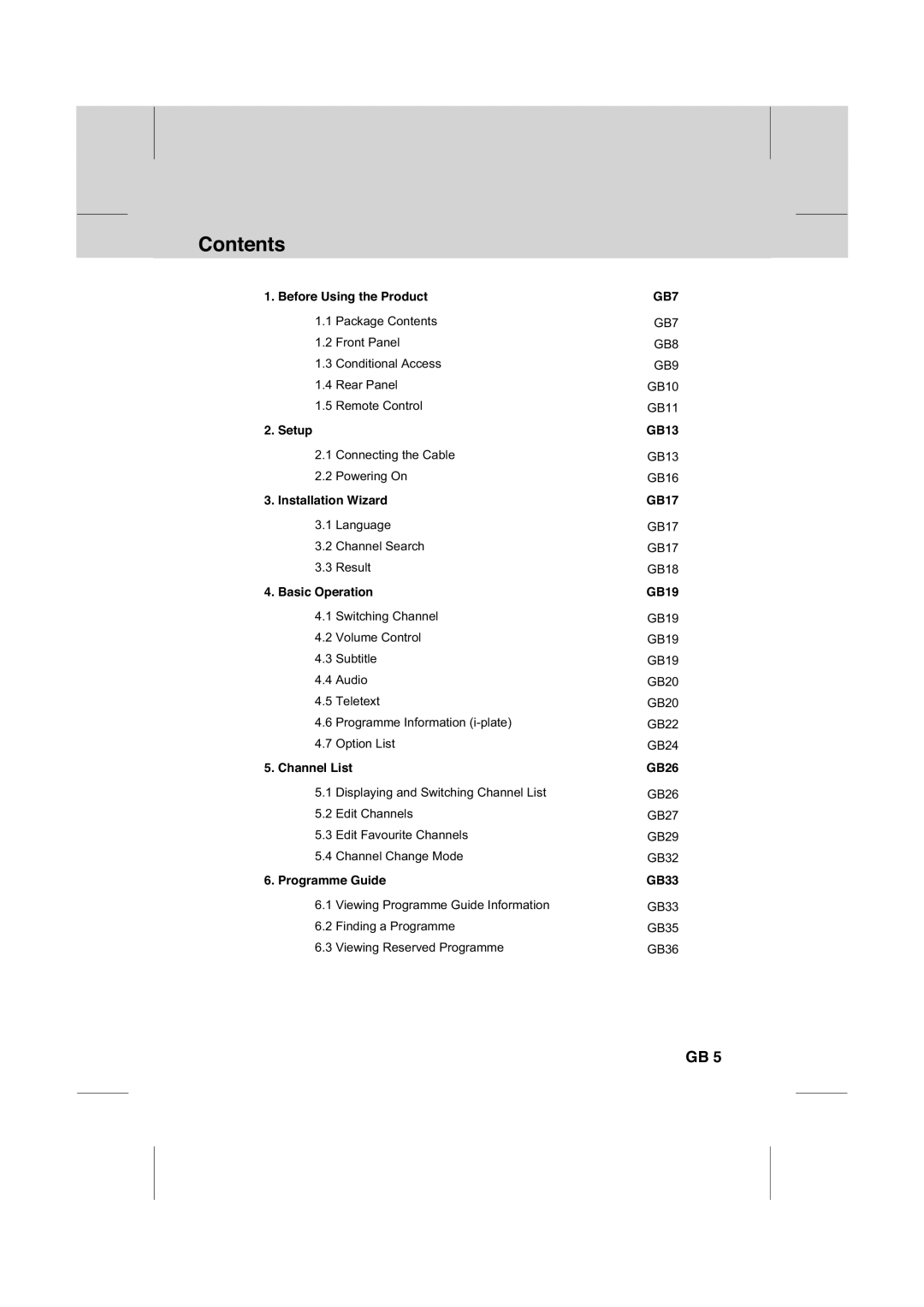 Humax IR-FOX C manual Contents 