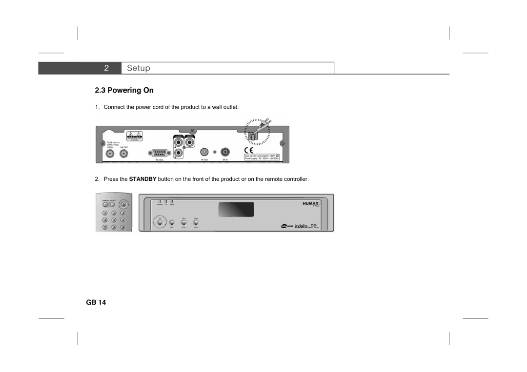 Humax IR-PLUS manual Powering On 