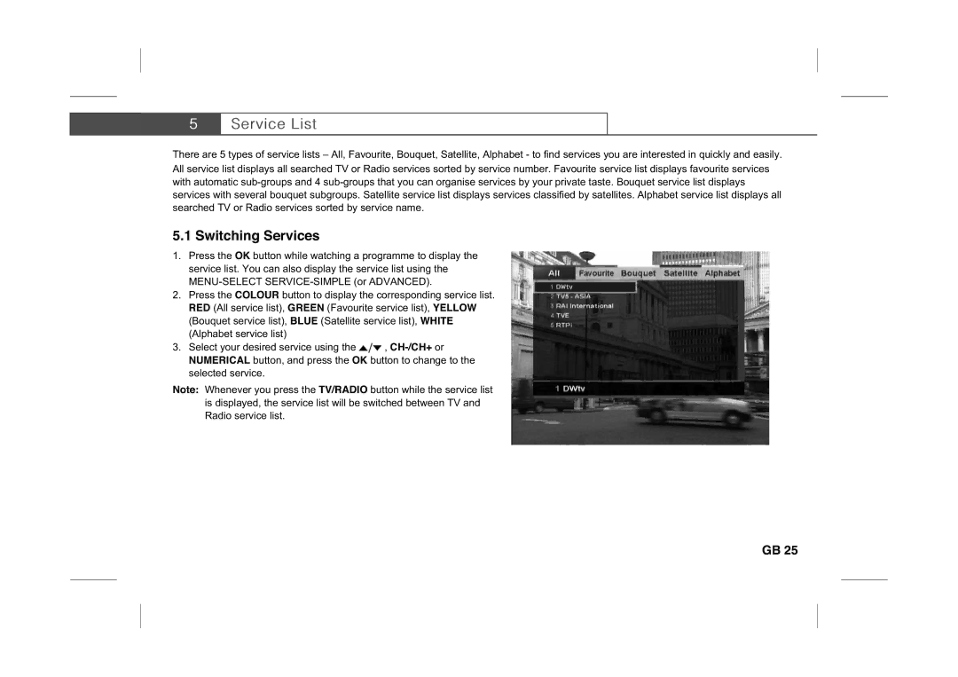 Humax IR-PLUS manual Switching Services 