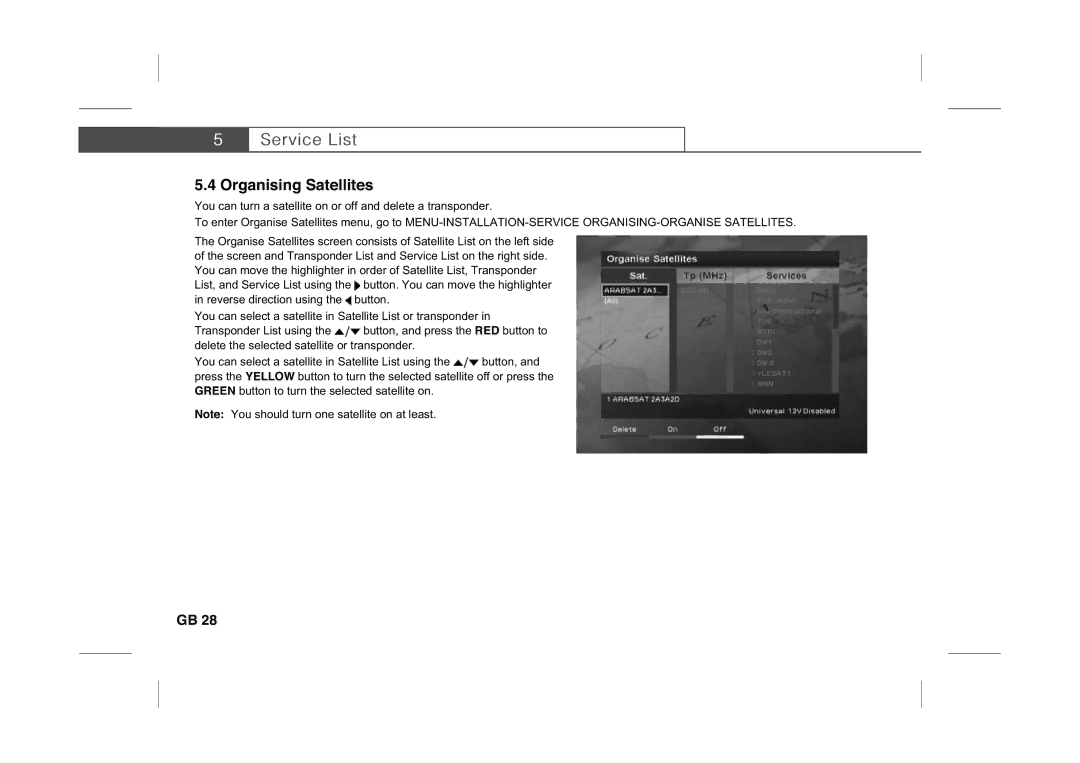 Humax IR-PLUS manual Organising Satellites 