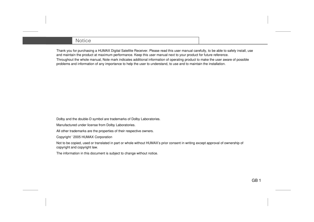 Humax IRCI-ACE user manual 