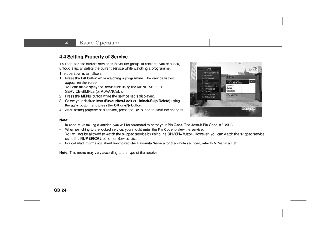 Humax IRCI-ACE user manual Setting Property of Service 