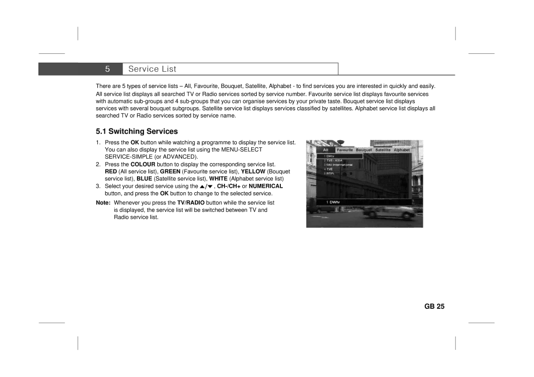 Humax IRCI-ACE user manual Switching Services 