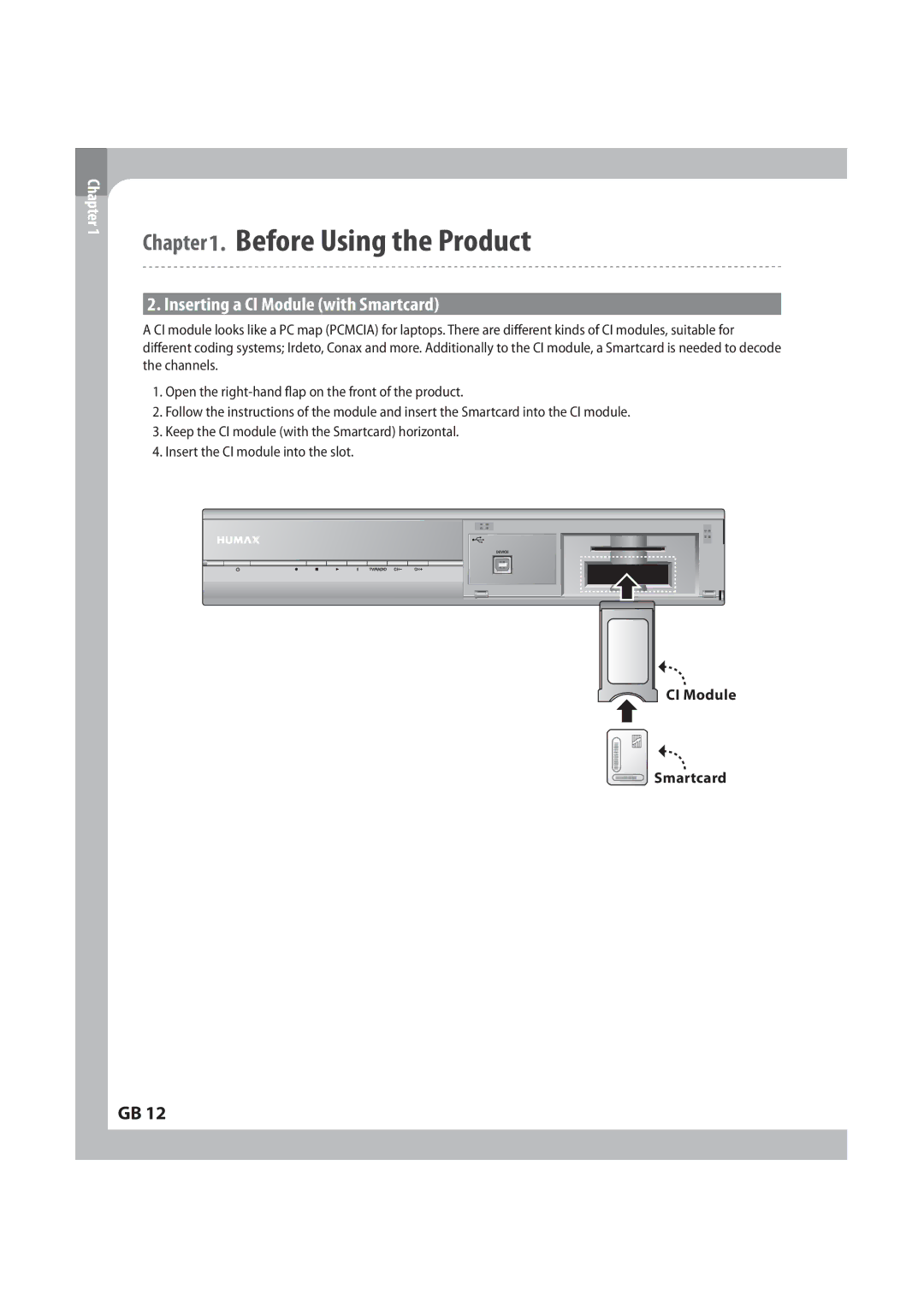 Humax IRCI-PVR manual *OTFSUJOHB$*.PEVMF XJUI4NBSUDBSE, UifDiboofmt,   