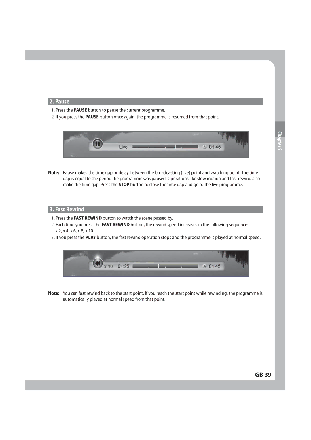 Humax IRCI-PVR manual 1BVTF, BTU3FXJOE, 1SFTTUIF164&CVUUPOUPQBVTFUIFDVSSFOUQSPHSBNNF 