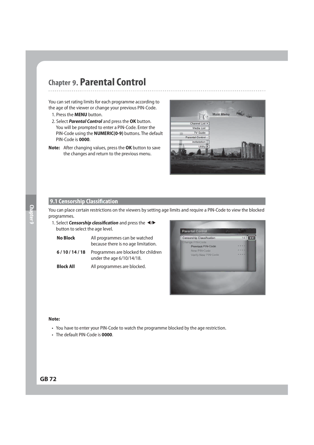 Humax IRCI-PVR manual $IBQUFS 1BSFOUBM$POUSPM, $FOTPSTIJQ$MBTTJmDBUJPO, #MpdlMm MmQsphsbnnftBsfCmpdlfe 