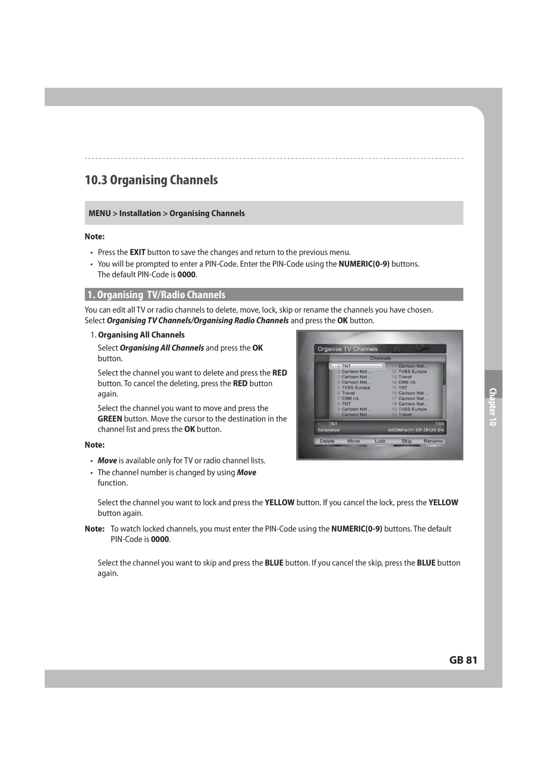 Humax IRCI-PVR manual 0SHBOJTJOH$IBOOFMT, 0SHBOJTJOH573BEJP$IBOOFMT, *OTUBMMBUJPO0SHBOJTJOH$IBOOFMT 