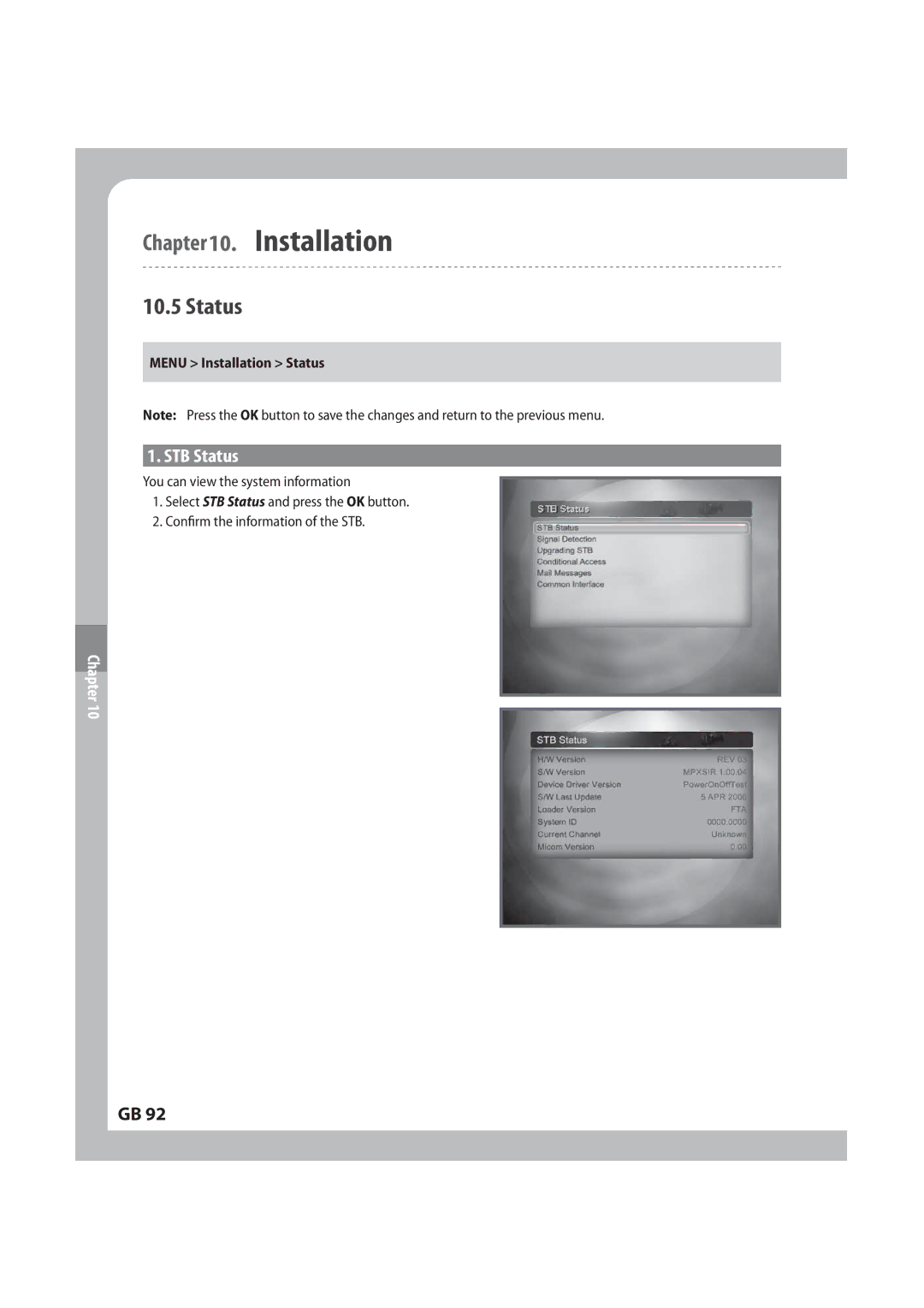 Humax IRCI-PVR manual 4UBUVT, 45#4UBUVT, *OTUBMMBUJPO4UBUVT 