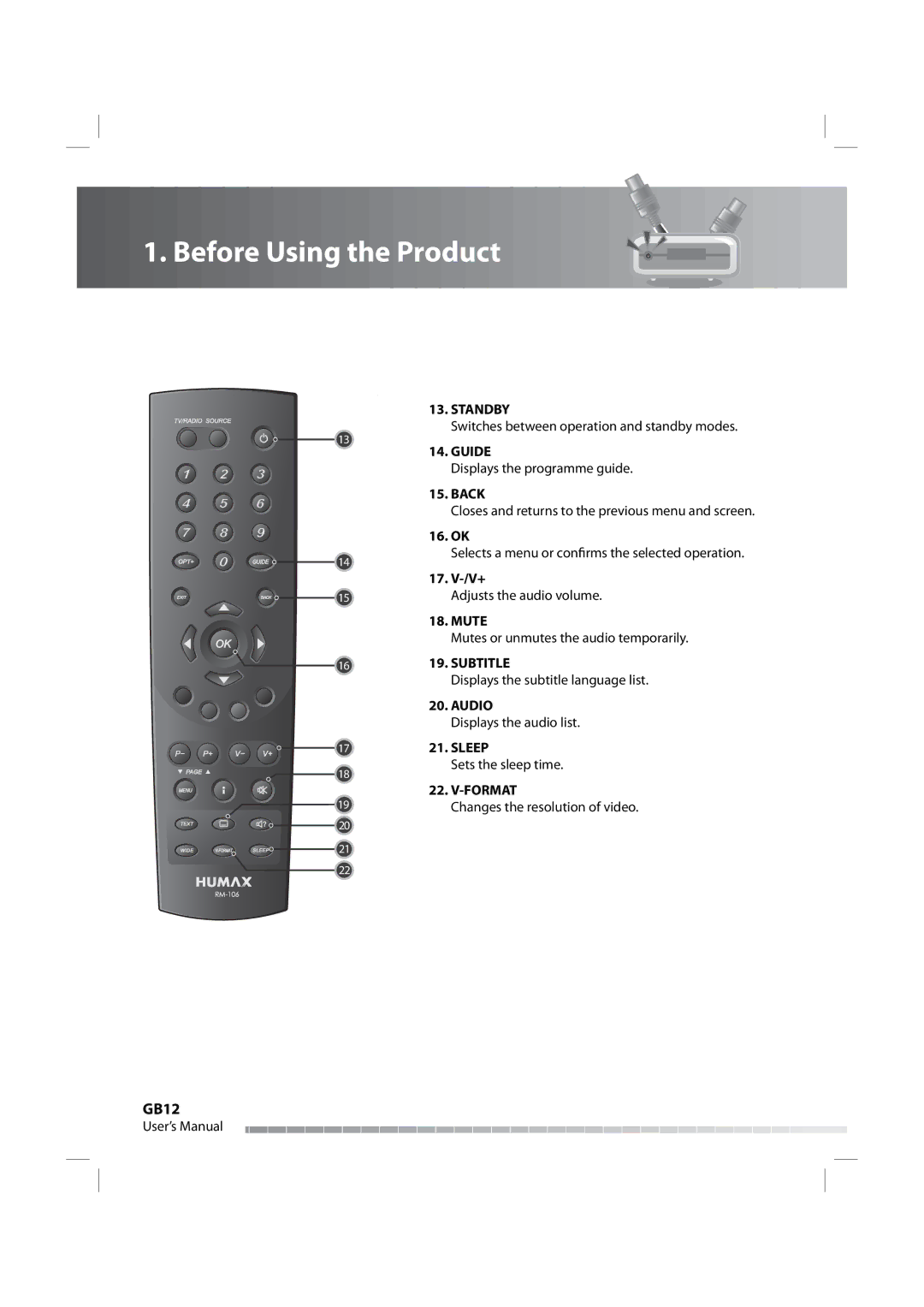 Humax IRHD-5000C user manual Standby, 16 19. Subtitle 