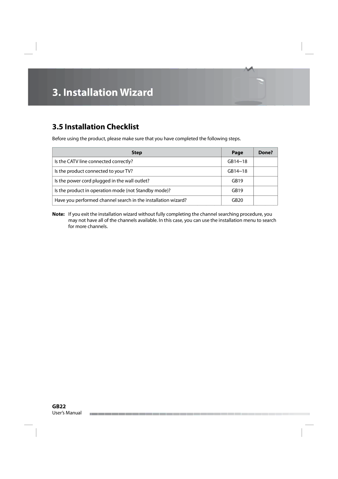 Humax IRHD-5000C user manual Installation Checklist, Step Done? 