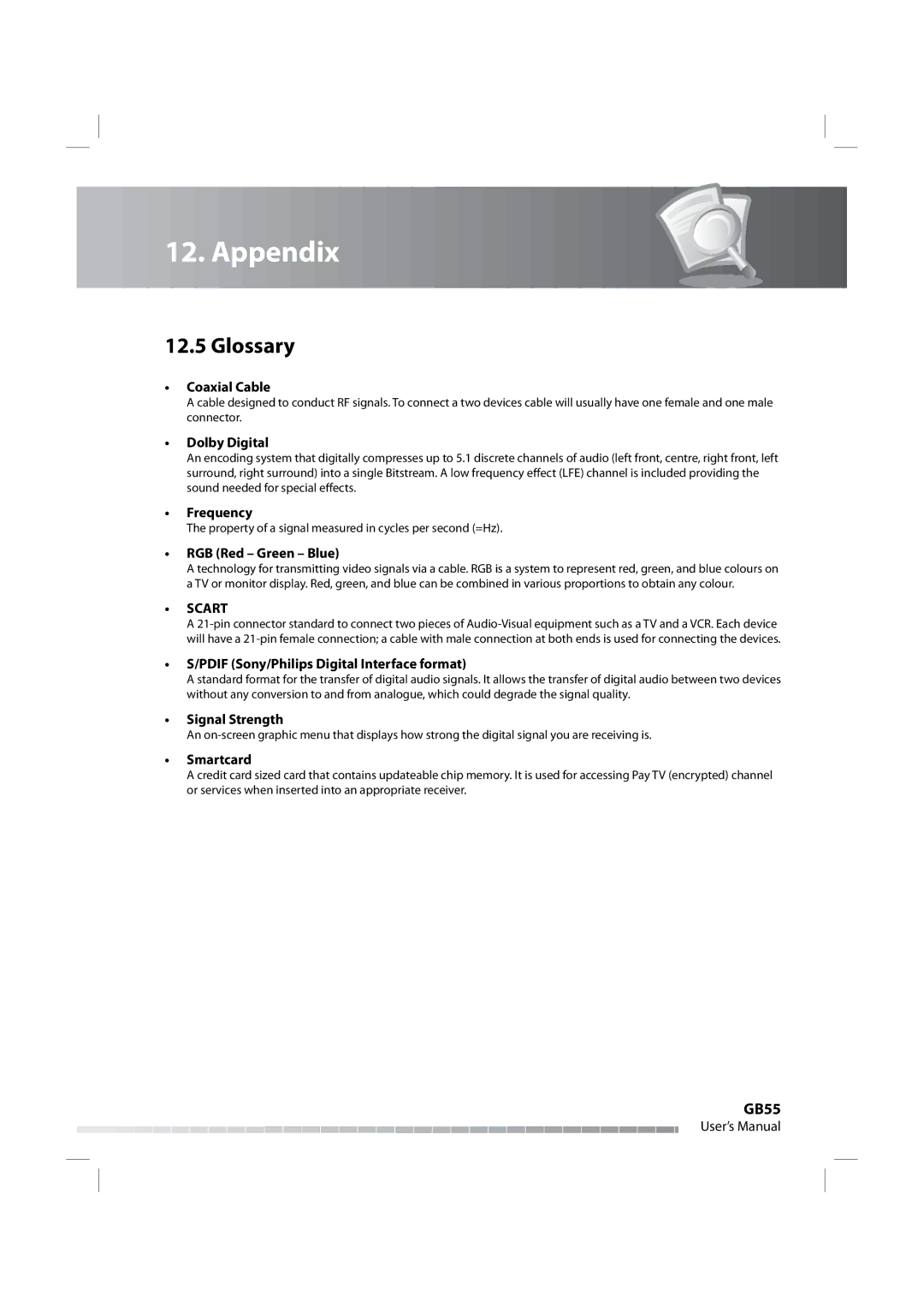 Humax IRHD-5000C user manual Glossary, Scart 