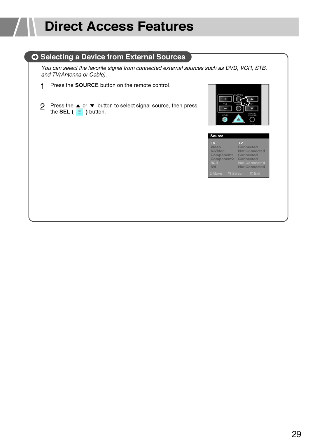 Humax L3040 owner manual Selecting a Device from External Sources 