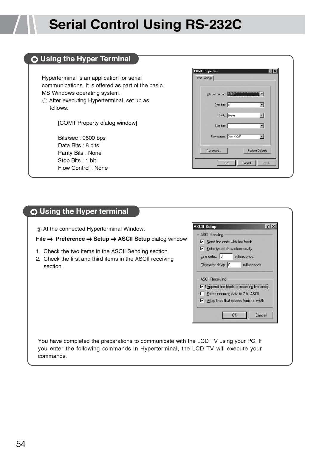 Humax L3040 owner manual File Preference Setup Ascii Setup dialog window 