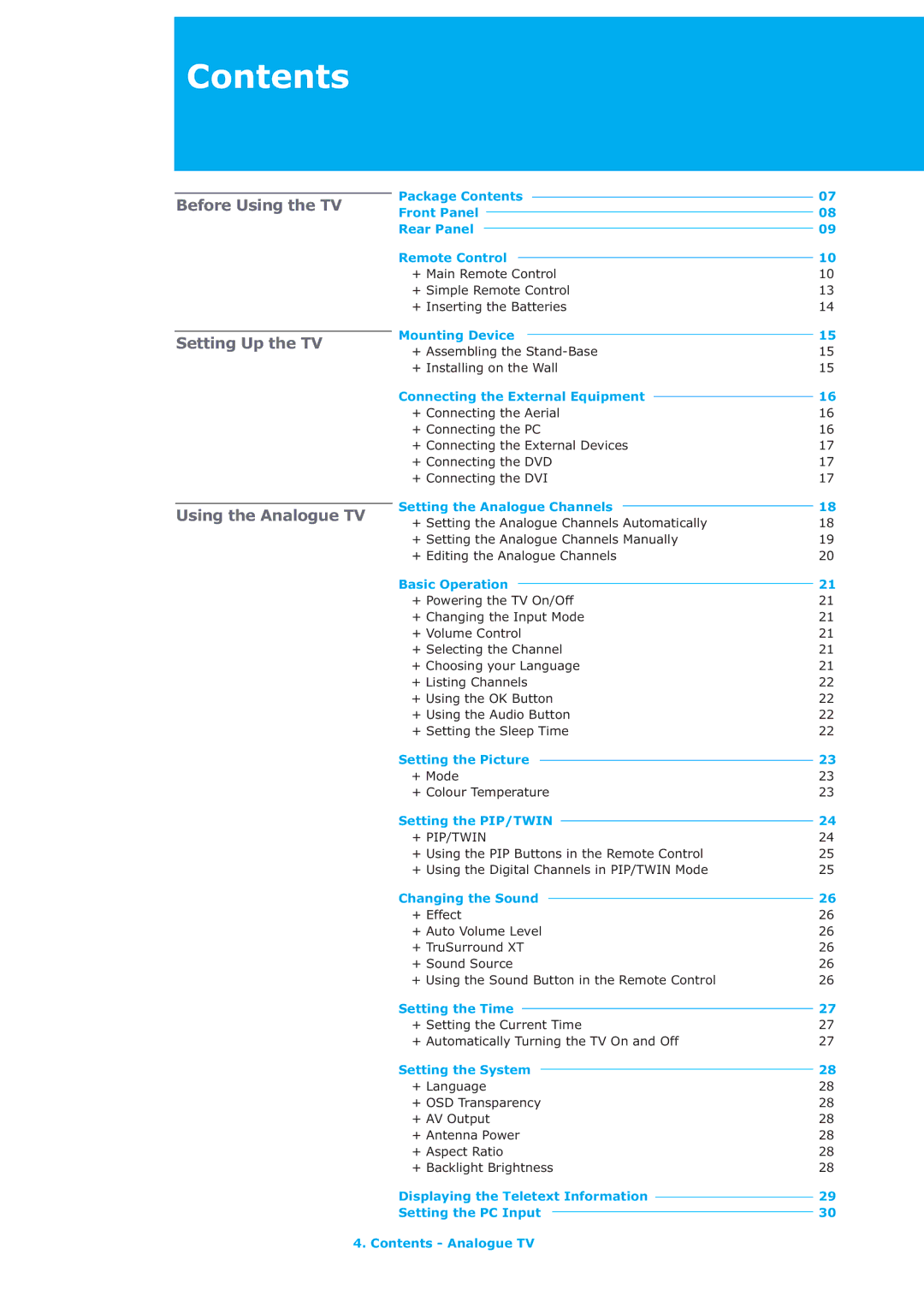 Humax LAU-26TPVR manual Contents 