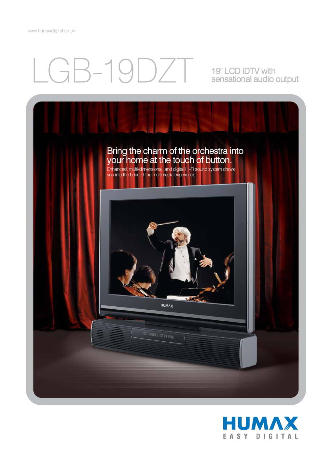 Humax manual LGB-19DZT 19 LCD iDTV with sensational audio output 