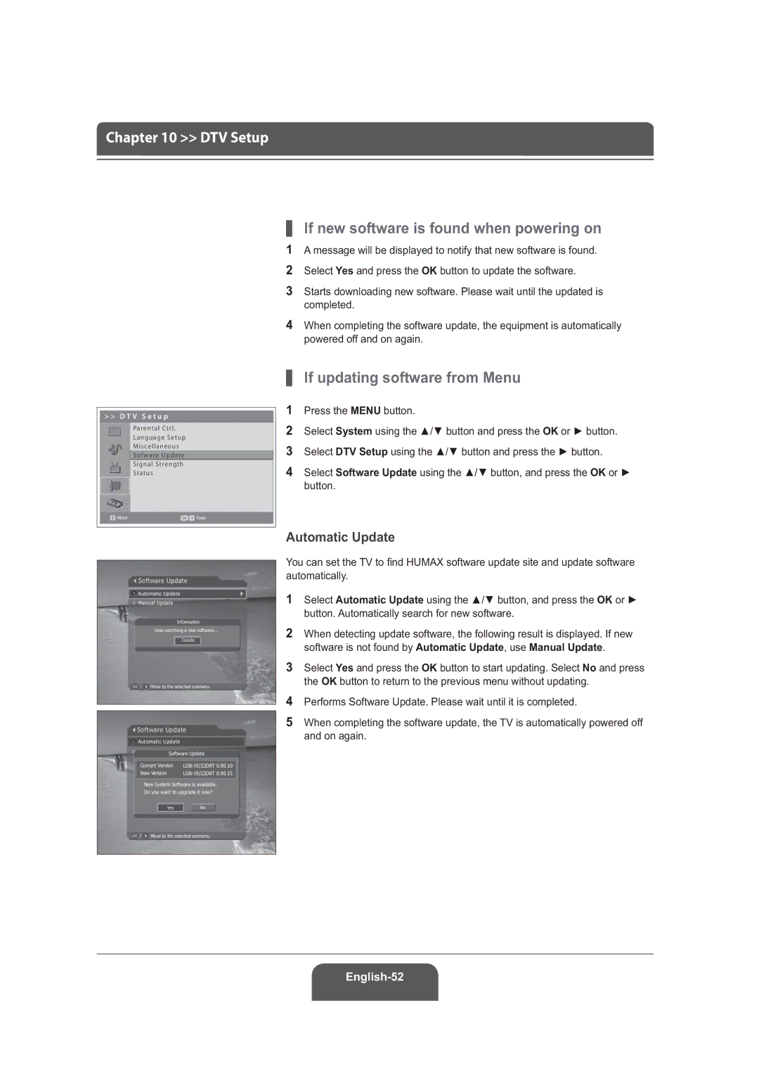 Humax LGB-22DRT, LGB-19DRT manual Automatic Update, Automatically 