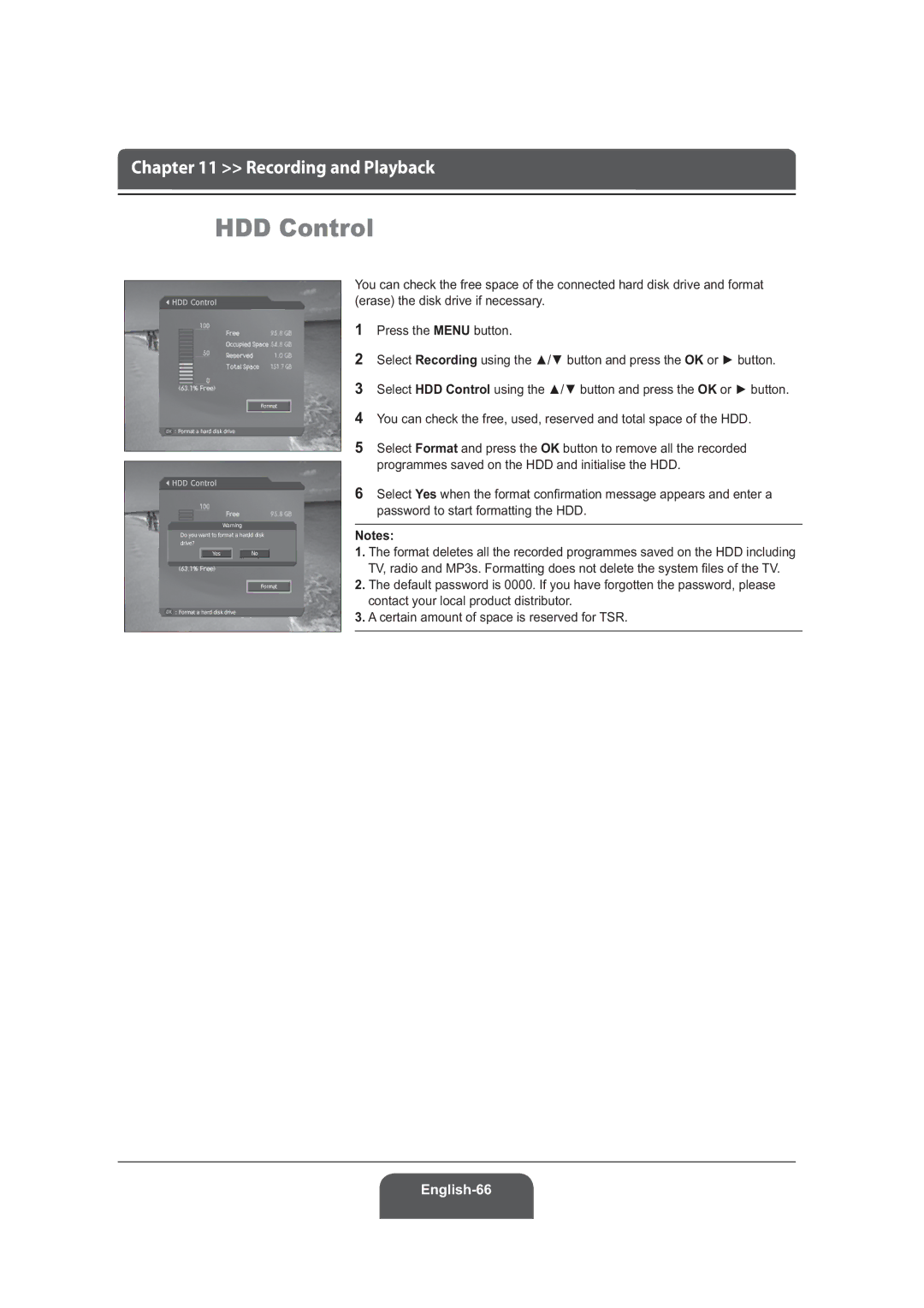 Humax LGB-22DRT, LGB-19DRT manual HDD Control 