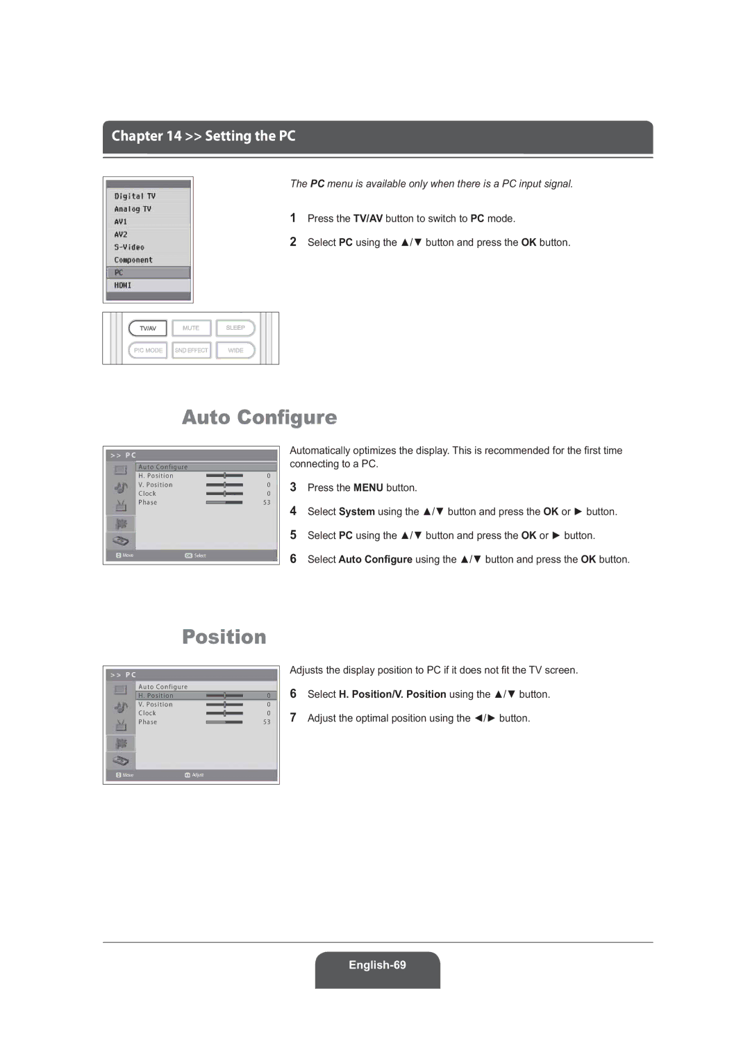 Humax LGB-19DRT, LGB-22DRT manual Select H. Position/V. PositionXVLQJWKHŸźEXWWRQ 