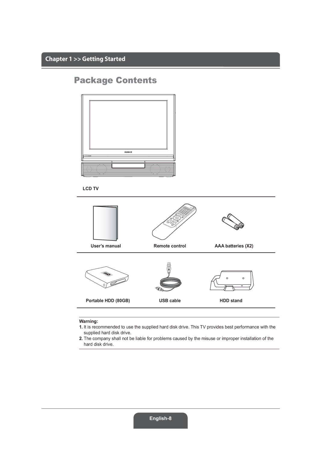 Humax LGB-22DRT, LGB-19DRT manual Package Contents 