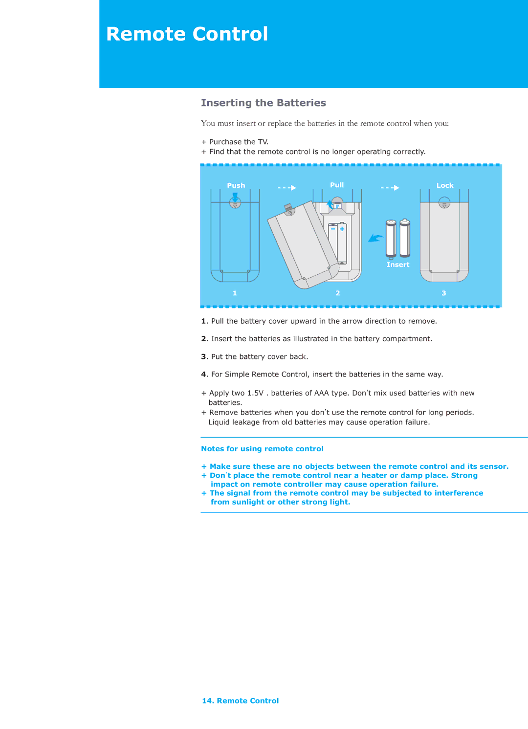 Humax LGB-26TPVR manual Inserting the Batteries 