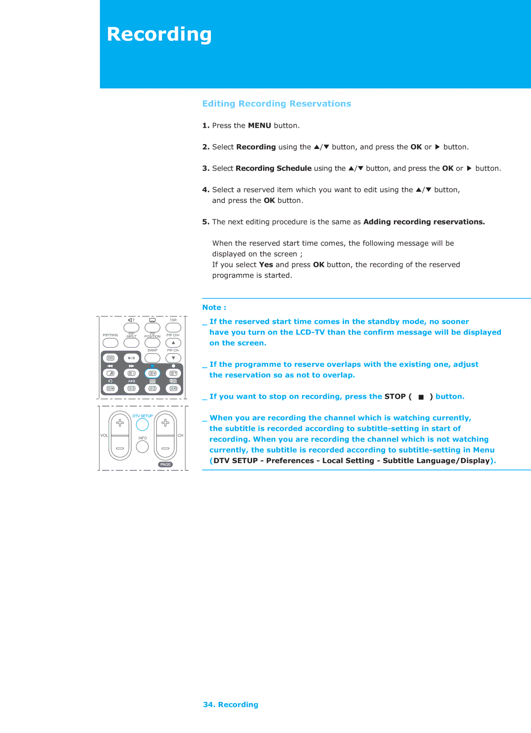 Humax LGB-26TPVR manual Editing Recording Reservations 