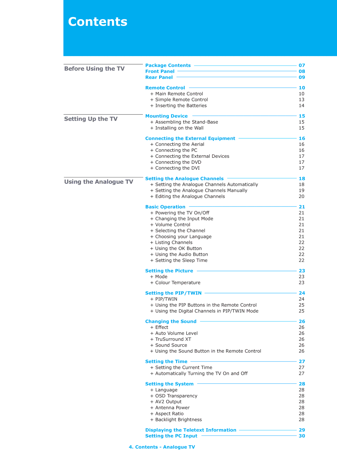 Humax LGB-26TPVR manual Contents 