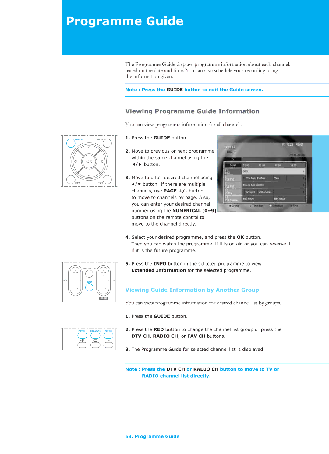 Humax LGB-26TPVR manual Viewing Programme Guide Information, You can view programme information for all channels 