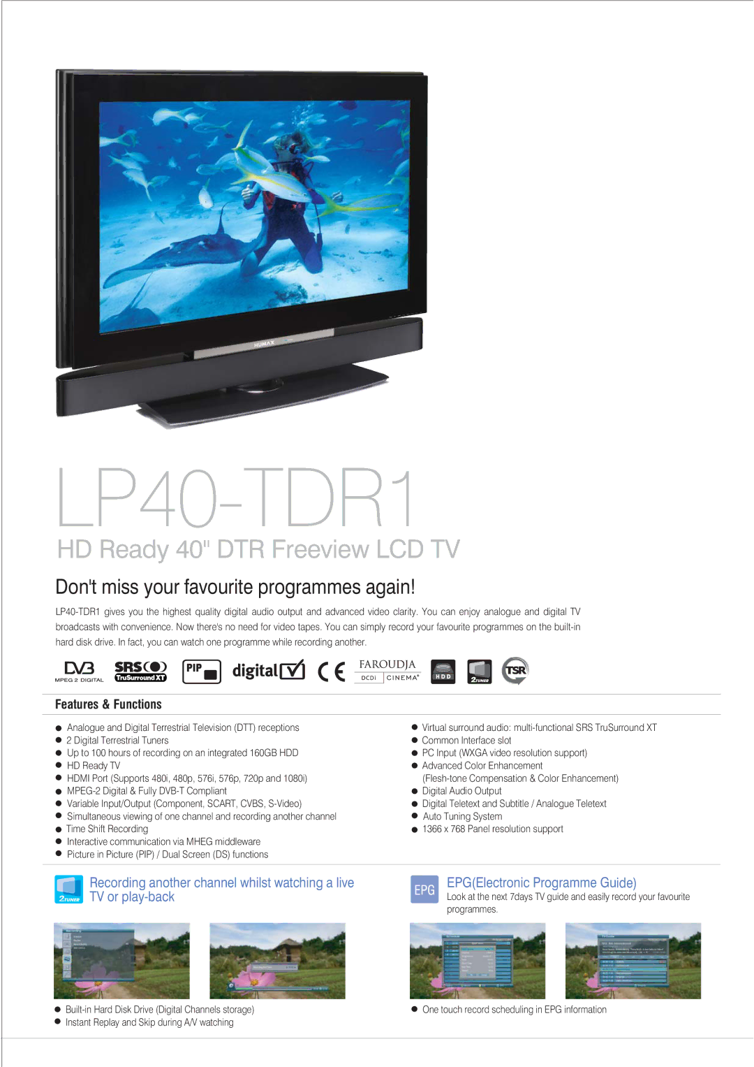 Humax LP40-TDR1 manual 