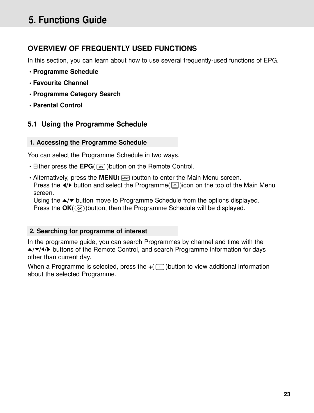 Humax ND-1000C manual Functions Guide, Using the Programme Schedule, Accessing the Programme Schedule 